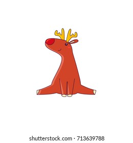 Vector illustration of a reindeer christmas character. Isolated on white background