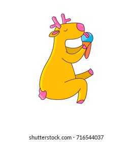 Vector illustration of a reindeer christmas character. Isolated on white background