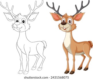 Ilustración vectorial de un reno, coloreado y perfilado