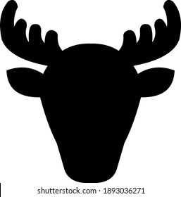 Vector illustration of reindeer head silhouette