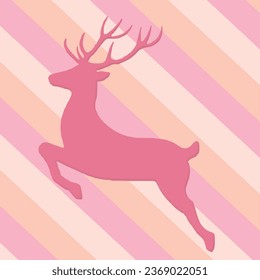 Vector illustration of a reindeer isolated on colorful stripes background. Merry Christmas