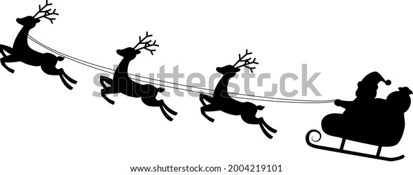 Vector Illustration Reindeer Pulling Sleigh On Stock Vector (Royalty ...