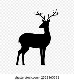 Vector illustration of reindeer silhouette on transparent background