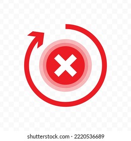 Vector illustration of rejected is repeated icon sign and symbol. colored icons for website design .Simple design on Transparent background (PNG).