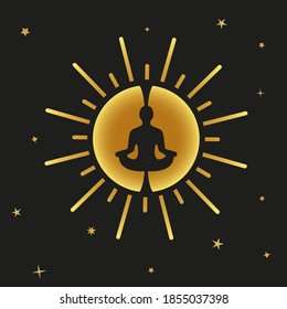 Vector illustration Related to Calm, Meditation, Self-realization, Ego, individuality, Leadership, Self-knowledge and Self-identification. Abstract symbol and logo