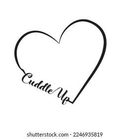 Vector illustration related to hugs. Heart with text Cuddle Up