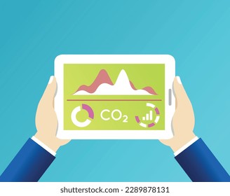 Vector Illustration Related to Measurement of Environmental Pollution. Emission of Carbon Dioxide
