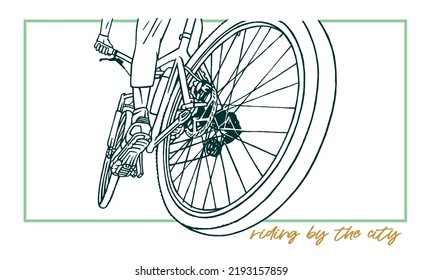 Vector illustration related to sport and the habit of cycling. Art in simple lines for printing on t-shirts, posters and etc...