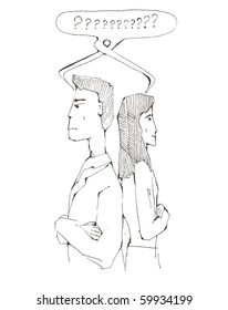 Vector illustration. Relationship difficulties.