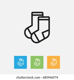 Vector Illustration Of Relatives Symbol On Socks Outline. Premium Quality Isolated Clothes Element In Trendy Flat Style.