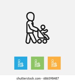 Vector Illustration Of Relatives Symbol On Daddy Outline. Premium Quality Isolated Grandson Element In Trendy Flat Style.