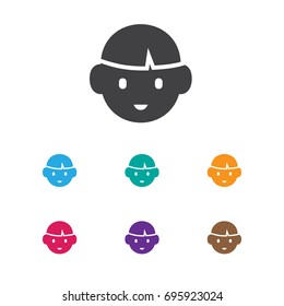 Vector Illustration Of Relatives Symbol On Boy Icon. Premium Quality Isolated Son Element In Trendy Flat Style.