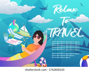 Vector illustration of relax to travel using as business brochure trip traveler advertising agency