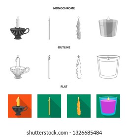 Vector illustration of relaxation and flame icon. Set of relaxation and wax stock vector illustration.
