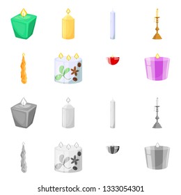 Vector illustration of relaxation and flame icon. Set of relaxation and wax vector icon for stock.