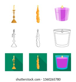 Vector illustration of relaxation and flame icon. Set of relaxation and wax stock symbol for web.