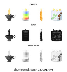 Vector illustration of relaxation and flame icon. Set of relaxation and wax stock symbol for web.