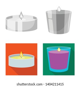 Vector illustration of relaxation and flame icon. Collection of relaxation and wax stock symbol for web.