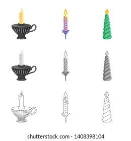 Vector illustration of relaxation and flame icon. Set of relaxation and wax stock vector illustration.