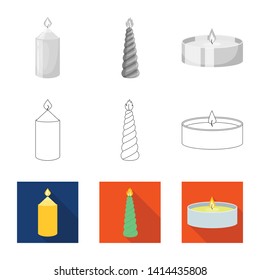 Vector illustration of relaxation and flame icon. Set of relaxation and wax stock symbol for web.