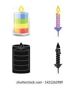 Vector illustration of relaxation and flame icon. Collection of relaxation and wax stock vector illustration.