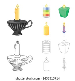 Vector illustration of relaxation and flame icon. Set of relaxation and wax stock symbol for web.
