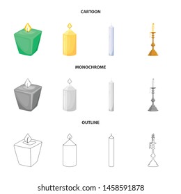 Vector illustration of relaxation and flame icon. Set of relaxation and wax vector icon for stock.