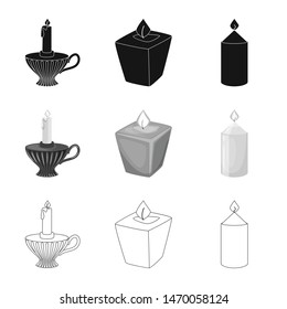 Vector illustration of relaxation and flame icon. Set of relaxation and wax vector icon for stock.
