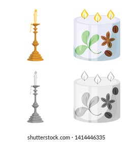 Vector illustration of relaxation and flame logo. Collection of relaxation and wax stock vector illustration.