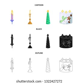 Vector illustration of relaxation and flame sign. Collection of relaxation and wax stock symbol for web.
