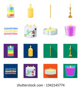 Vector illustration of relaxation and flame sign. Collection of relaxation and wax stock symbol for web.