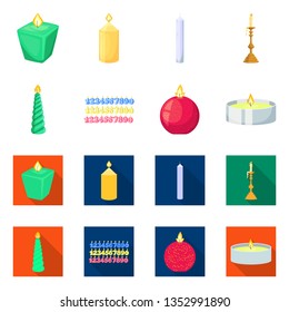 Vector illustration of relaxation and flame sign. Set of relaxation and wax stock vector illustration.