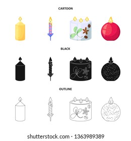 Vector illustration of relaxation and flame sign. Set of relaxation and wax stock symbol for web.