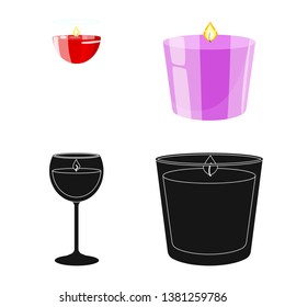 Vector illustration of relaxation and flame sign. Set of relaxation and wax stock vector illustration.