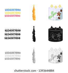 Vector illustration of relaxation and flame sign. Set of relaxation and wax vector icon for stock.