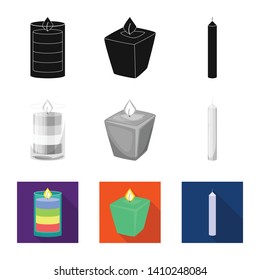 Vector illustration of relaxation and flame sign. Collection of relaxation and wax stock vector illustration.