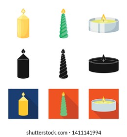 Vector illustration of relaxation and flame sign. Set of relaxation and wax stock vector illustration.