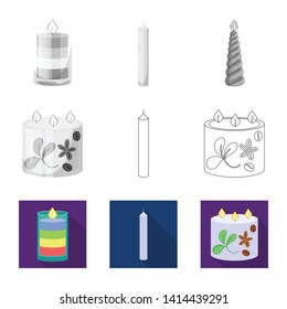 Vector illustration of relaxation and flame sign. Collection of relaxation and wax stock vector illustration.