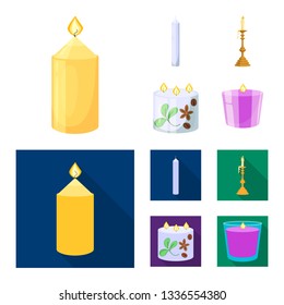 Vector illustration of relaxation and flame symbol. Set of relaxation and wax stock vector illustration.