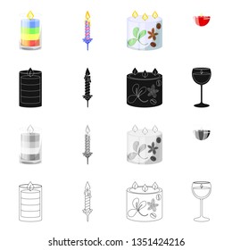 Vector illustration of relaxation and flame symbol. Collection of relaxation and wax stock symbol for web.