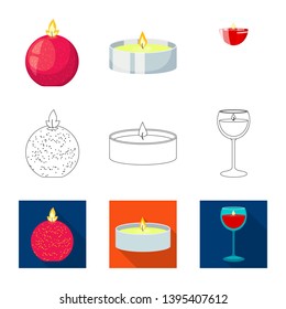 Vector illustration of relaxation and flame symbol. Set of relaxation and wax stock vector illustration.