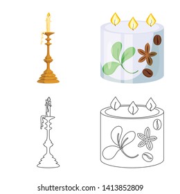 Vector illustration of relaxation and flame symbol. Set of relaxation and wax stock vector illustration.