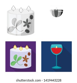 Vector illustration of relaxation and flame symbol. Collection of relaxation and wax stock vector illustration.
