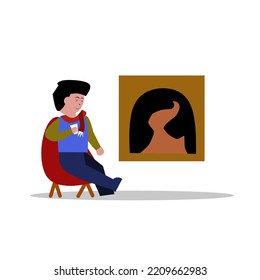 vector illustration relaxing at home in winter