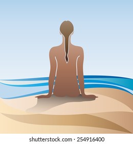 Vector illustration Relaxing at the sea