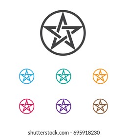 Vector Illustration Of Religion Symbol On Baphomet Symbol Icon. Premium Quality Isolated Pentagram Element In Trendy Flat Style.