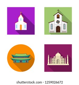 Vector illustration of religion and wedding logo. Set of religion and house  vector icon for stock.