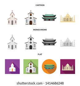 Vector illustration of religion and wedding logo. Set of religion and house  vector icon for stock.