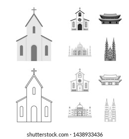 Vector illustration of religion and wedding symbol. Set of religion and house stock symbol for web.