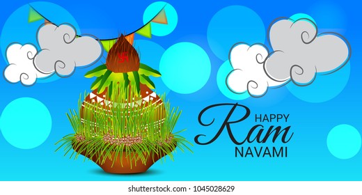 Vector illustration of a Religious Background for Happy Ram Navami.